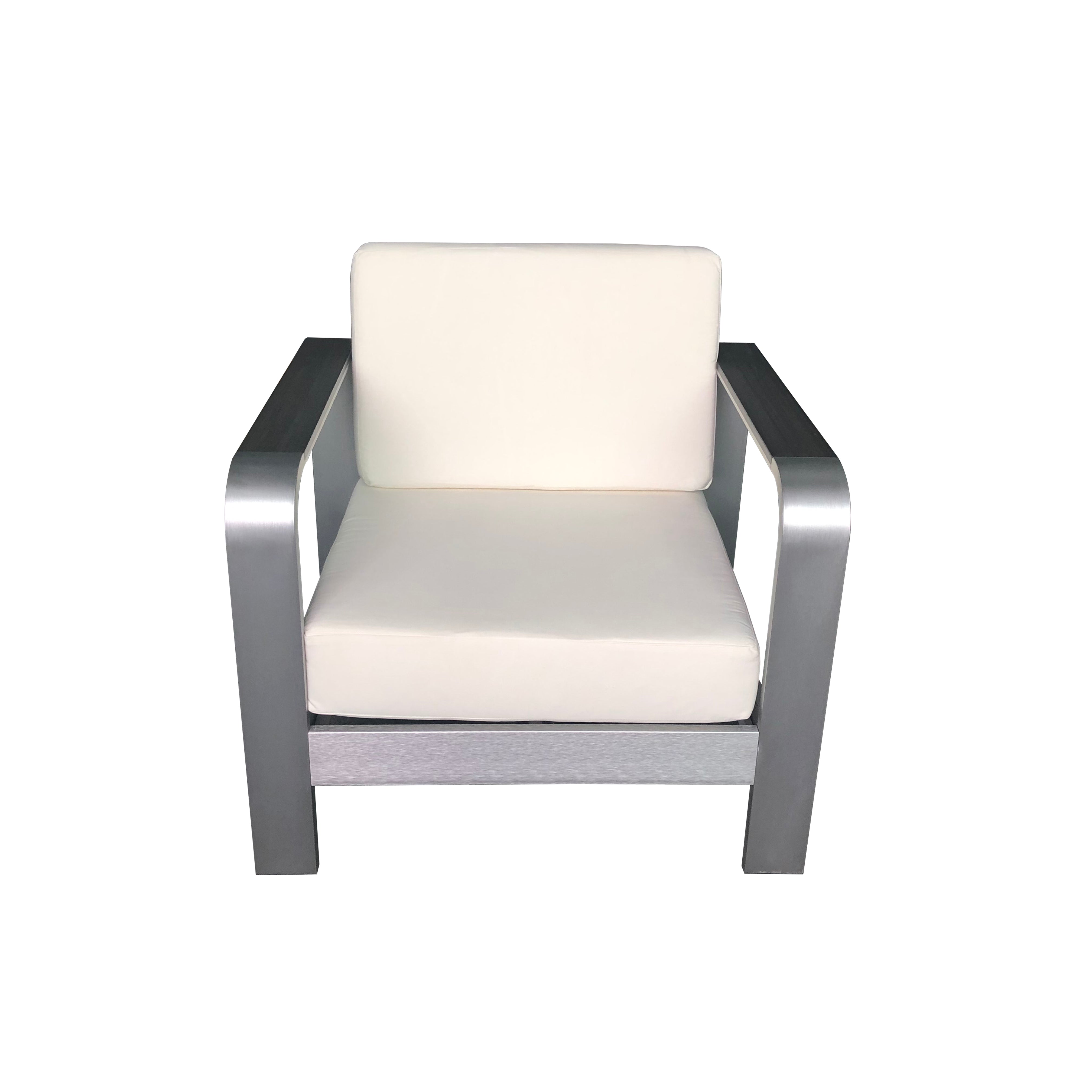 H078S1 - Crystal Lounge Chair (Brushed Alum/Grey Polywood/White Cushion) - 41289