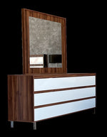 MEMPHIS - Queen Bed + Dresser + Mirror + Nightstand (Nogal Valt/White)