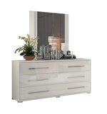 VERSALLES - King Bed + Dresser + Mirror + (1) Nightstand (White Laquer)