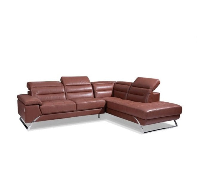 FD2813 - 3-seater Sofa+Right Chaise when Facing (Saddlebrown Leather Touch) - 47047