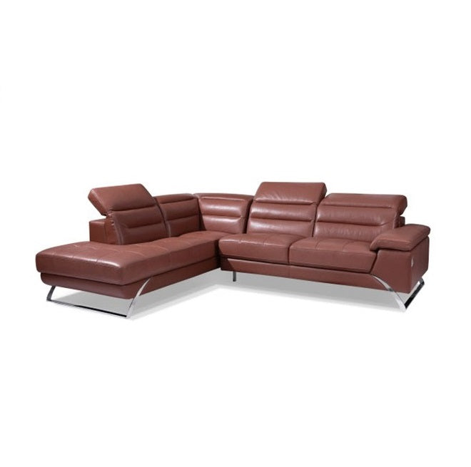 FD2813 - 3-seater Sofa+Left Chaise when Facing (Saddlebrown Leather Touch) - 46253