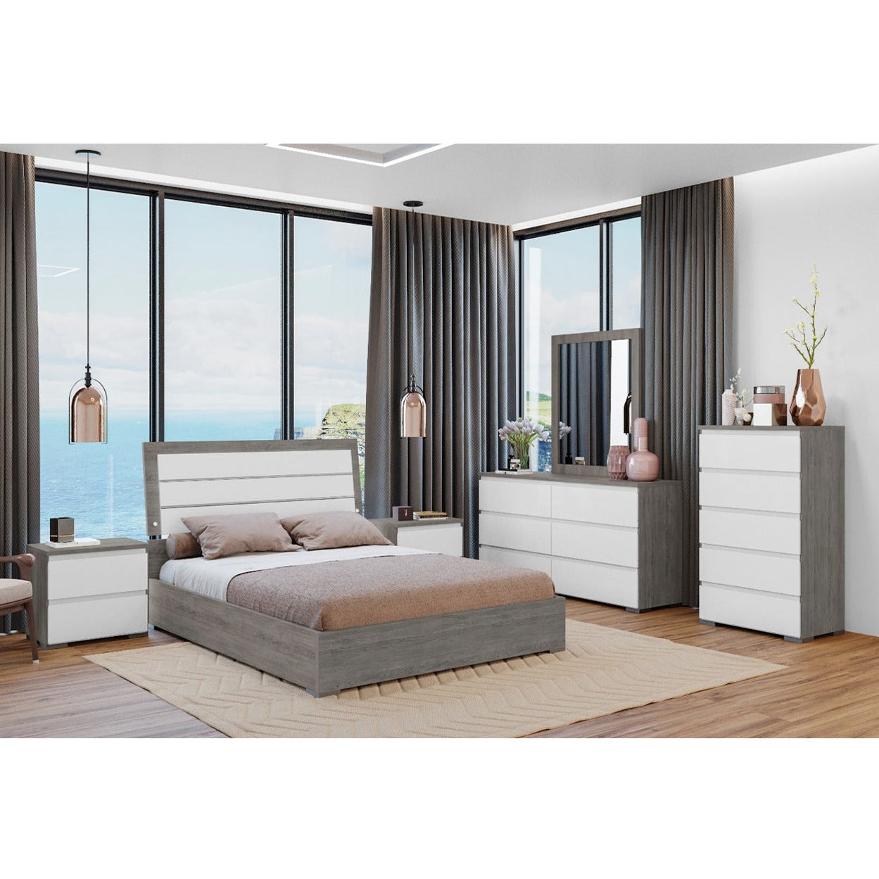 Vistamar - Queen Bedroom+Dresser+Mirror+Nightstand