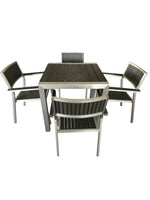 H063ST-W-2 - Crystal Square Dining Table 39"x 39" w/Umb. Hole (Brushed Alum/Grey Polywood) - 45838