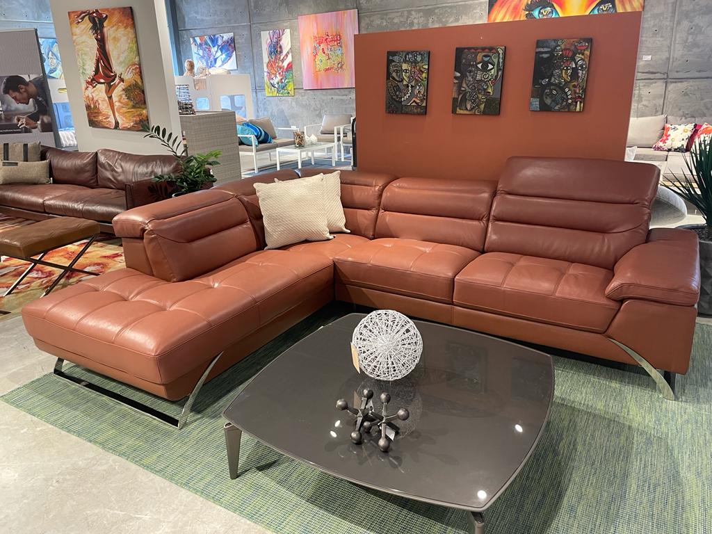 FD2813 - 3-seater Sofa+Left Chaise when Facing (Saddlebrown Leather Touch) - 46253