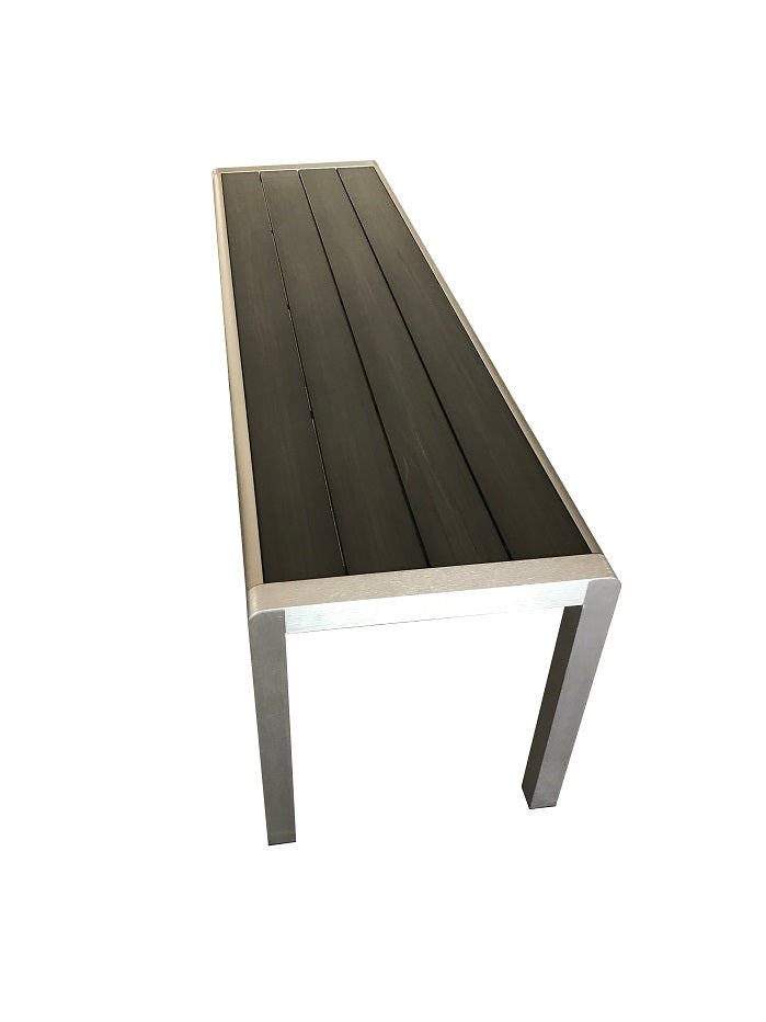 H082B-W - Crystal Dining Bench 59"x 15.7" (Brushed Alu./Grey Polywood) - 44118