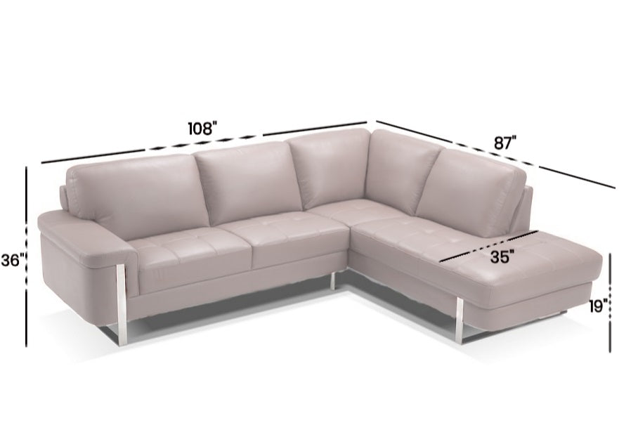 FD2392 - Leather 3-seater Sofa+Chaise (Right when Facing) - 44167