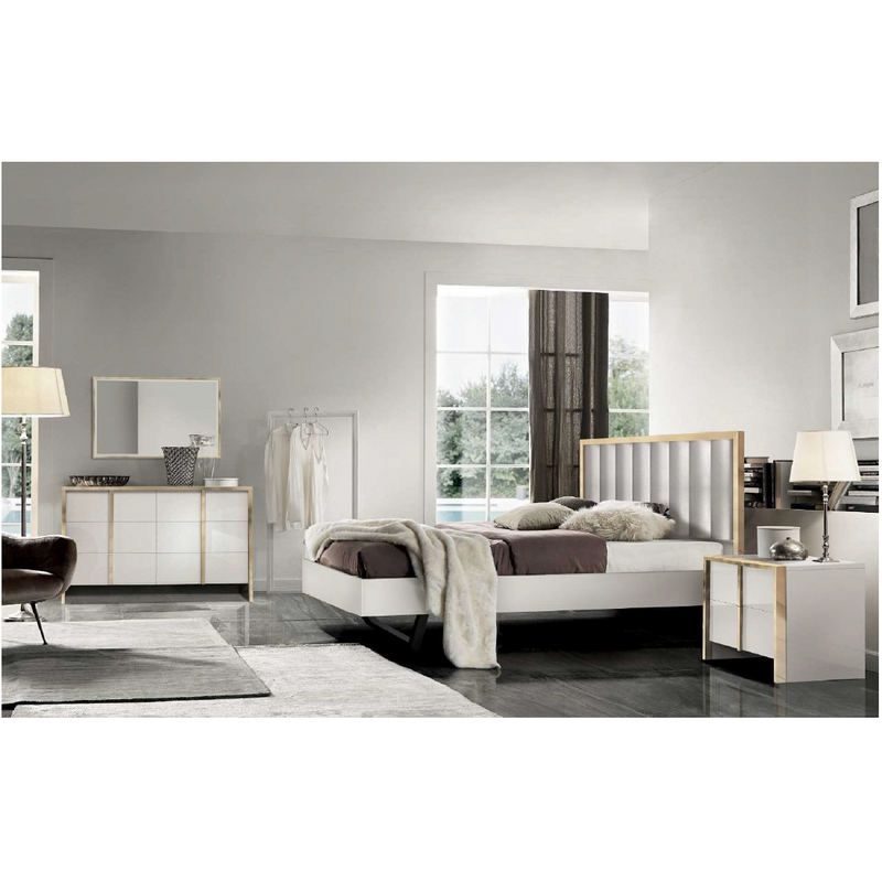 FIOCCO - King Bed + Dresser + Mirror + Nightstand
