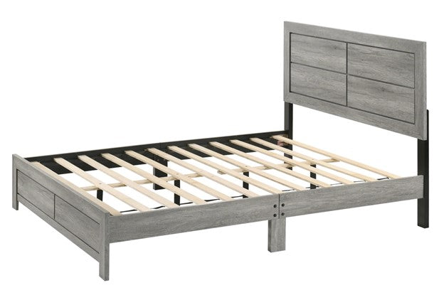 B9320 Hopkins Bed Full + Dresser + Mirror + Nightstand Driftwood