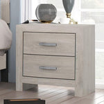 B9270 King Bed + Nightstand Pickled Oak Finish White Wood