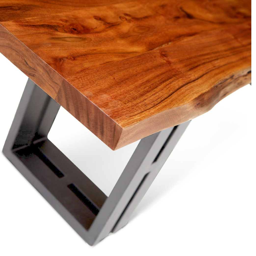LARK Set - Dining Table )72"Lx40"Wx30"H) + Bench (71"Lx15"x18"H) - Natural Acacia