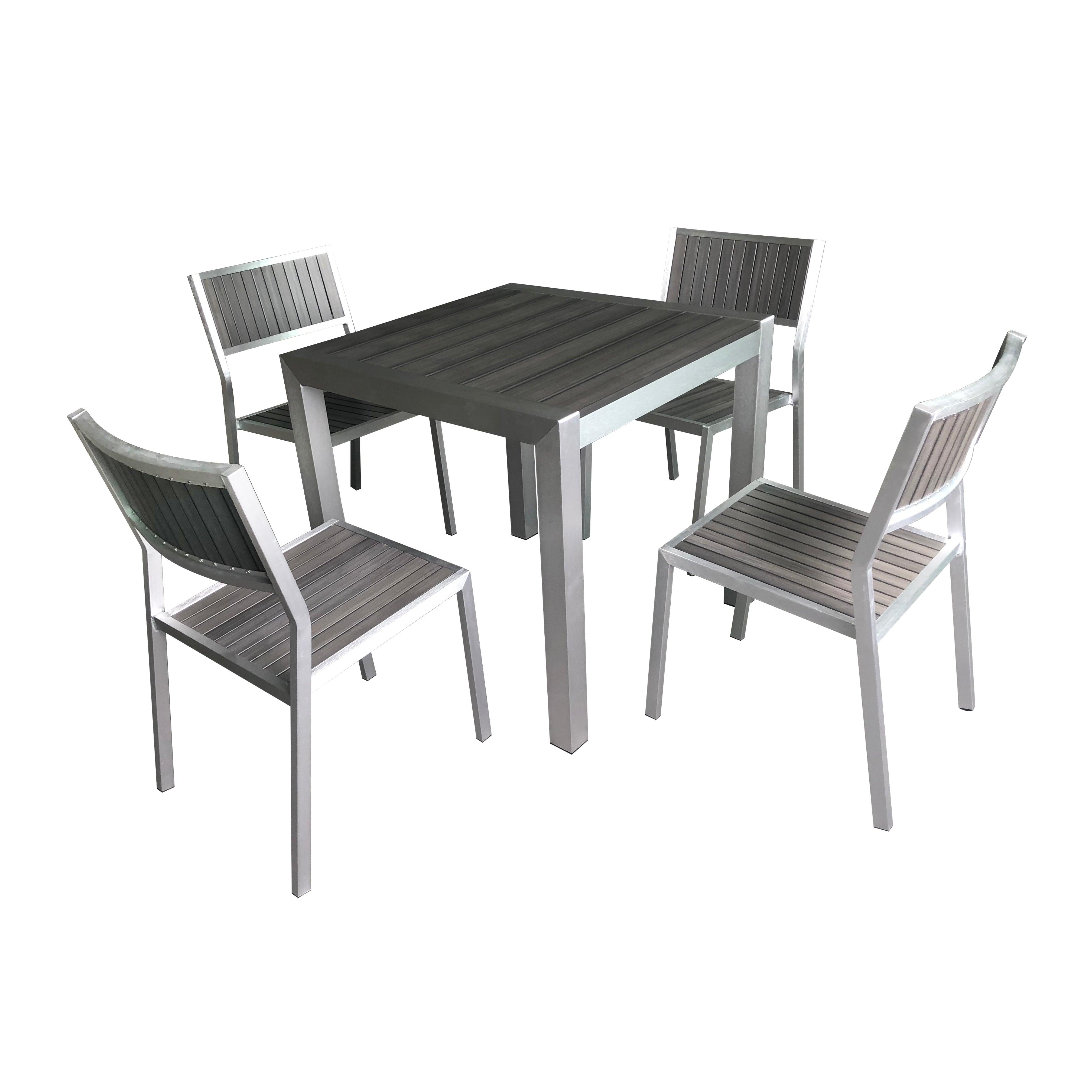 Crystal - Square Dining Table + (4) Elegance Side Chair - Grey